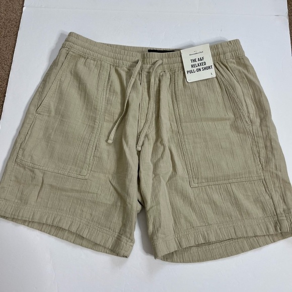 Abercrombie & Fitch Relaxed Pull On Short Size Large New Beige - Picture 1 of 8